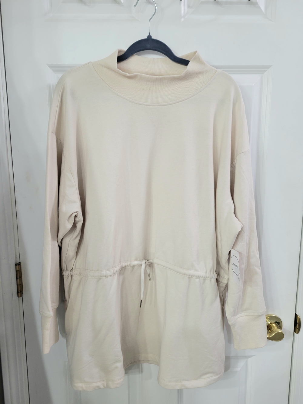 Jockey Cream Drawstring-Waist Pullover Super Soft Sweatshirt NWT